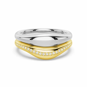 Fluid Two-Tone Band with Linear Pav?? Elegant Beauty