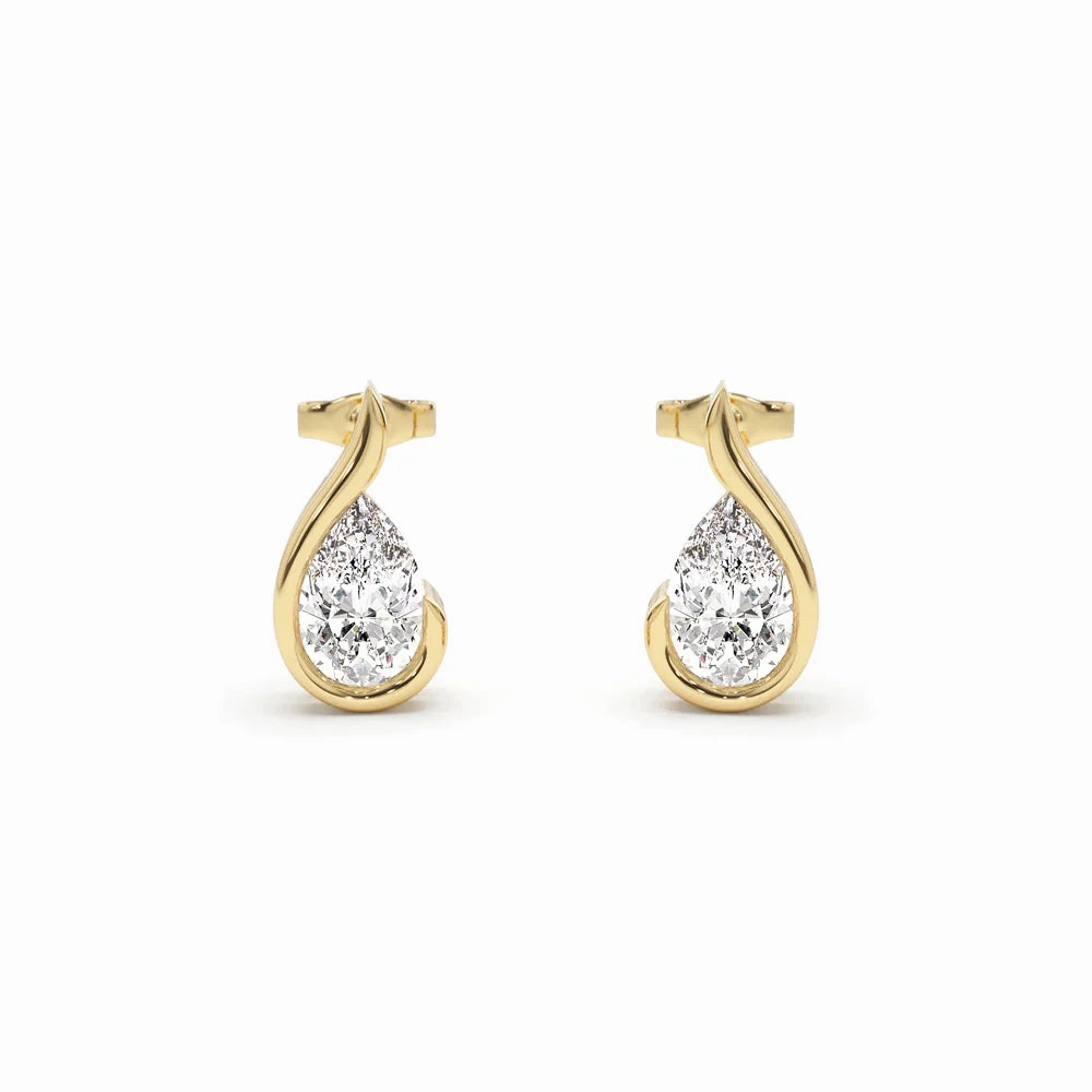 Fashion Craft Liquid Curve Teardrop Lab Grown Diamond Studs
