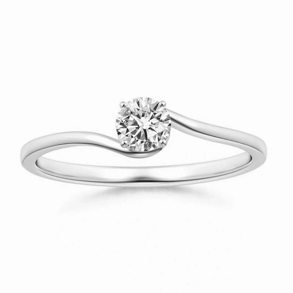 Classic Solitaire Round Lab Grown Diamond Twist Promise Ring Elegant Gifts Charming Edge