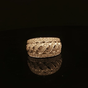 Estate 14K White Gold Diamond Pierced Swirl Design Fashion Ring Glam Effect