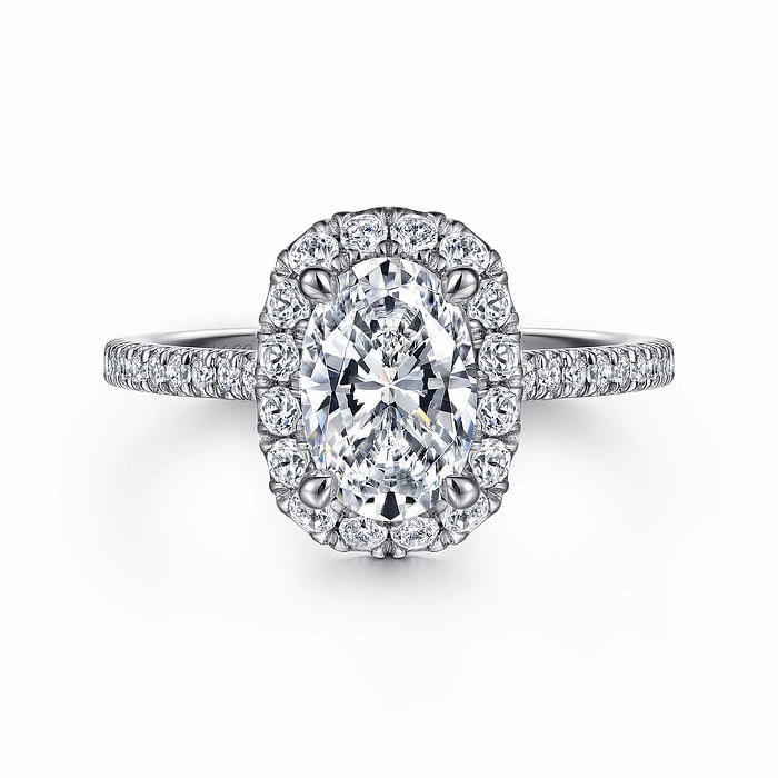 Madelie - 14K White Gold Oval Halo Diamond Engagement Ring Timeless Presence Classic Outfit
