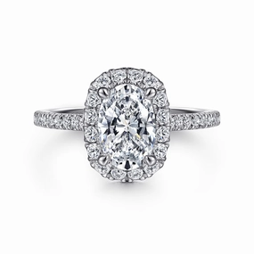 Madelie - 14K White Gold Oval Halo Diamond Engagement Ring Exquisite Look