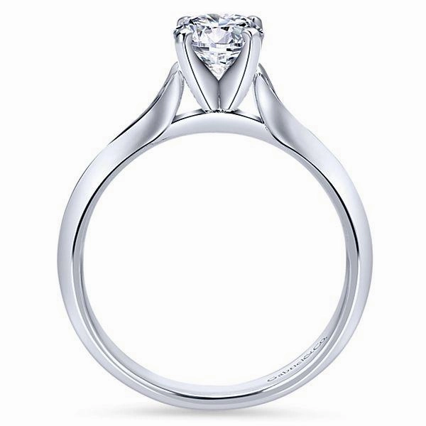 Flared Split Shank Solitaire Diamond Ring 14K White Gold 203A Value Work