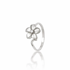 Plumeria Ring in White Gold with Diamond - 11mm Natural Shine All Season