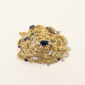 Sapphire & Diamond Brooch | 1.03ctw, 1.02ct, 0.50ctw | Vogue Accent