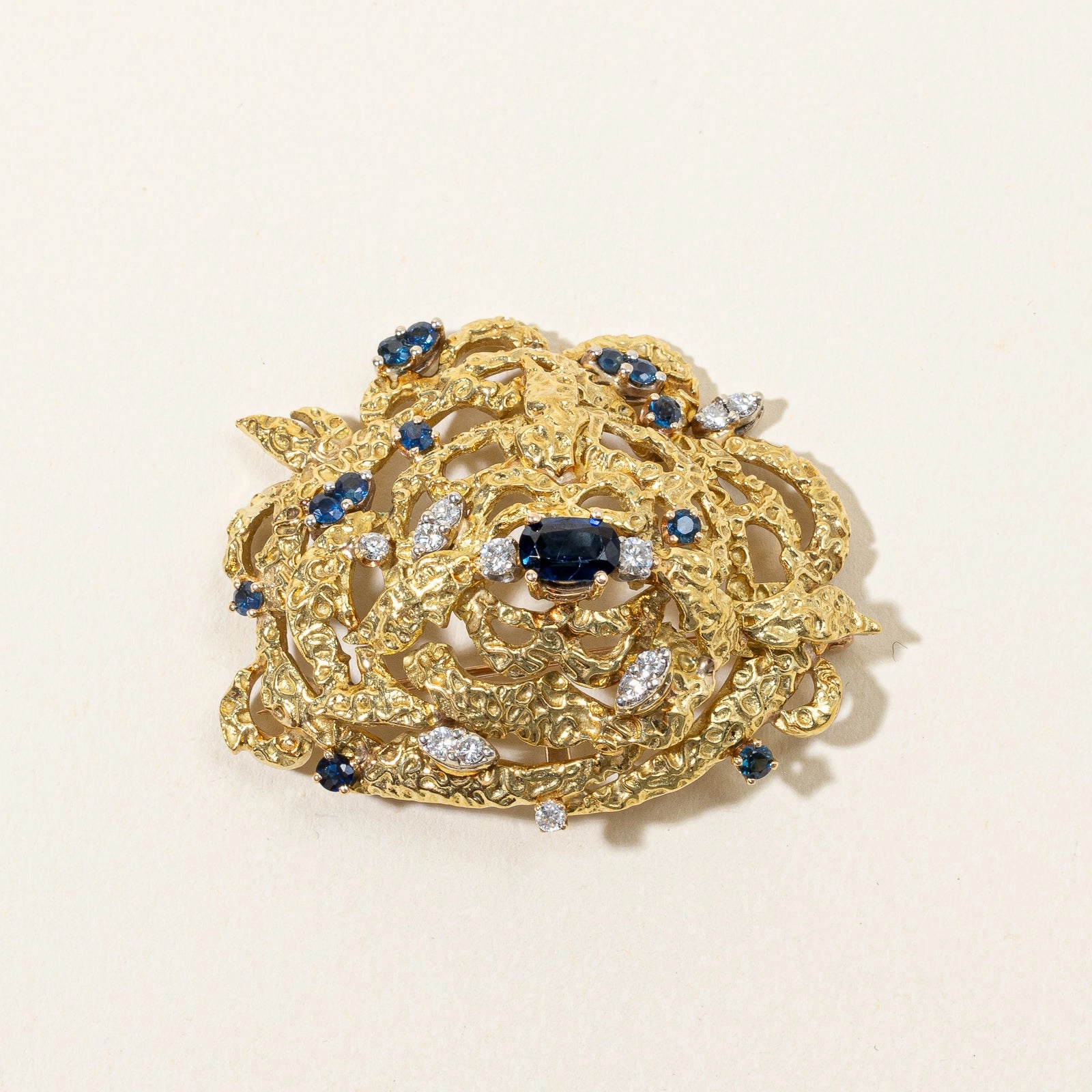 Sapphire & Diamond Brooch | 1.03ctw, 1.02ct, 0.50ctw | Vogue Accent