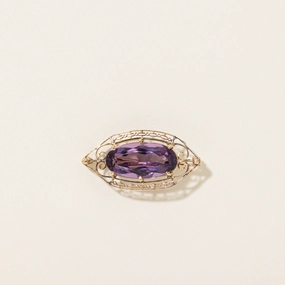 Amethyst Scrollwork Marquise Shaped Brooch | 10.00ct Heirloom Feel Dinner Party
