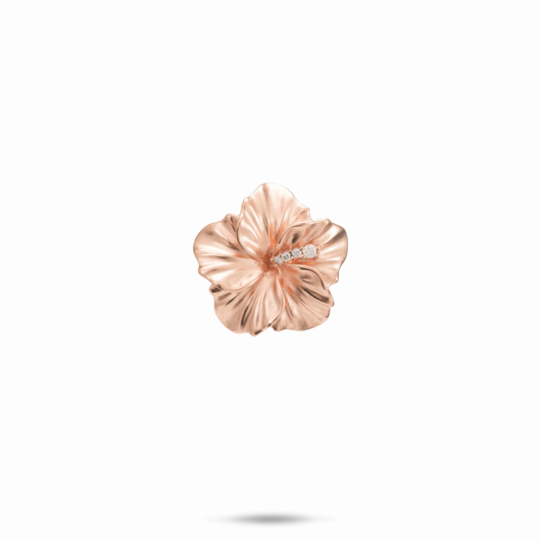 Gloss Edge Distinct Piece Hawaiian Gardens Hibiscus Pendant in Rose Gold with Diamonds - 15mm