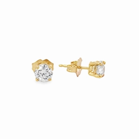Cultural Touch All Style 14K Yellow Gold Diamond Solitaire Stud Earrings - 1.03 Carat