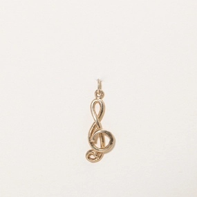 9k Yellow Gold Treble Clef Charm Simple Layer