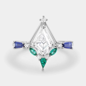 Exclusive Design Unique Kite Cut Moissanite Curved Engagement Ring