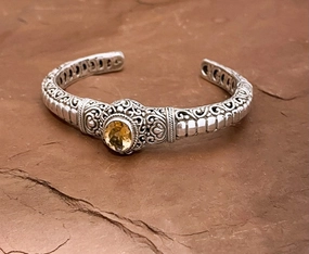 Modern Pair Superb Citrine Bracelet With Classic Bali Design And Handwork