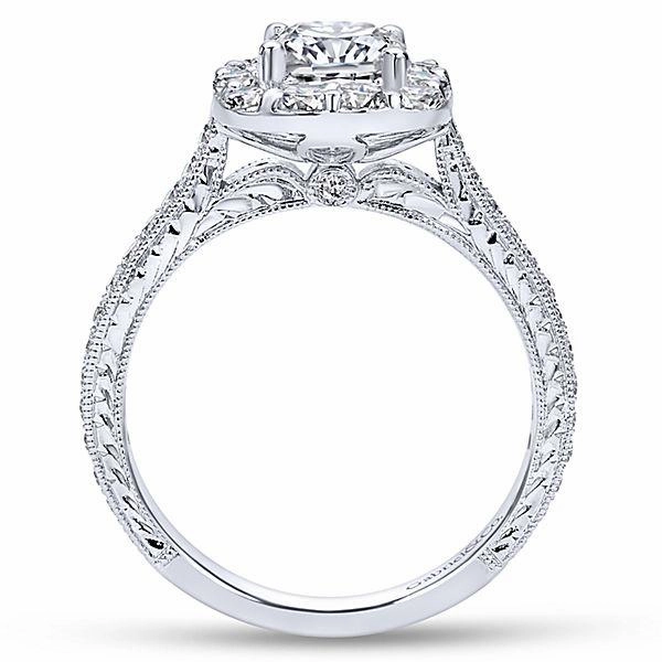 Cushion Cut Halo Diamond Ring .71 Cttw 14K White Gold 376A Popular Choice Artful Gift