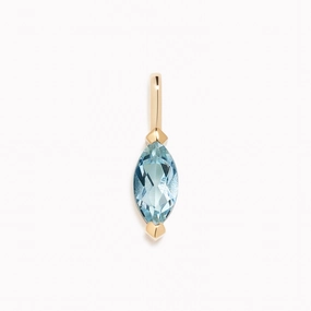 Signature Feature Sleek Shape March Birthstone Pendant 14k Gold - Swiss Blue Topaz