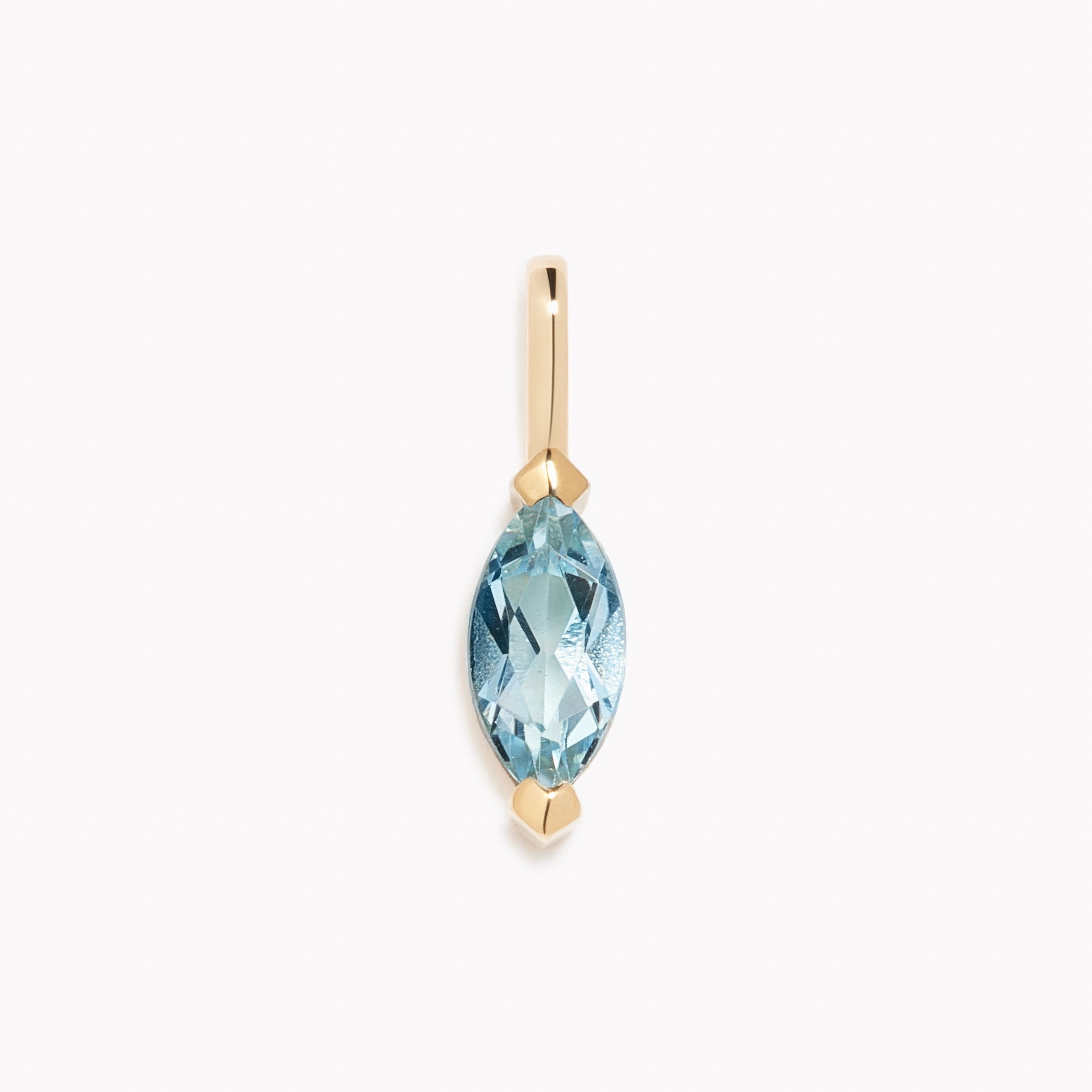 March Birthstone Pendant 14k Gold - Swiss Blue Topaz Vibrant Jewelry
