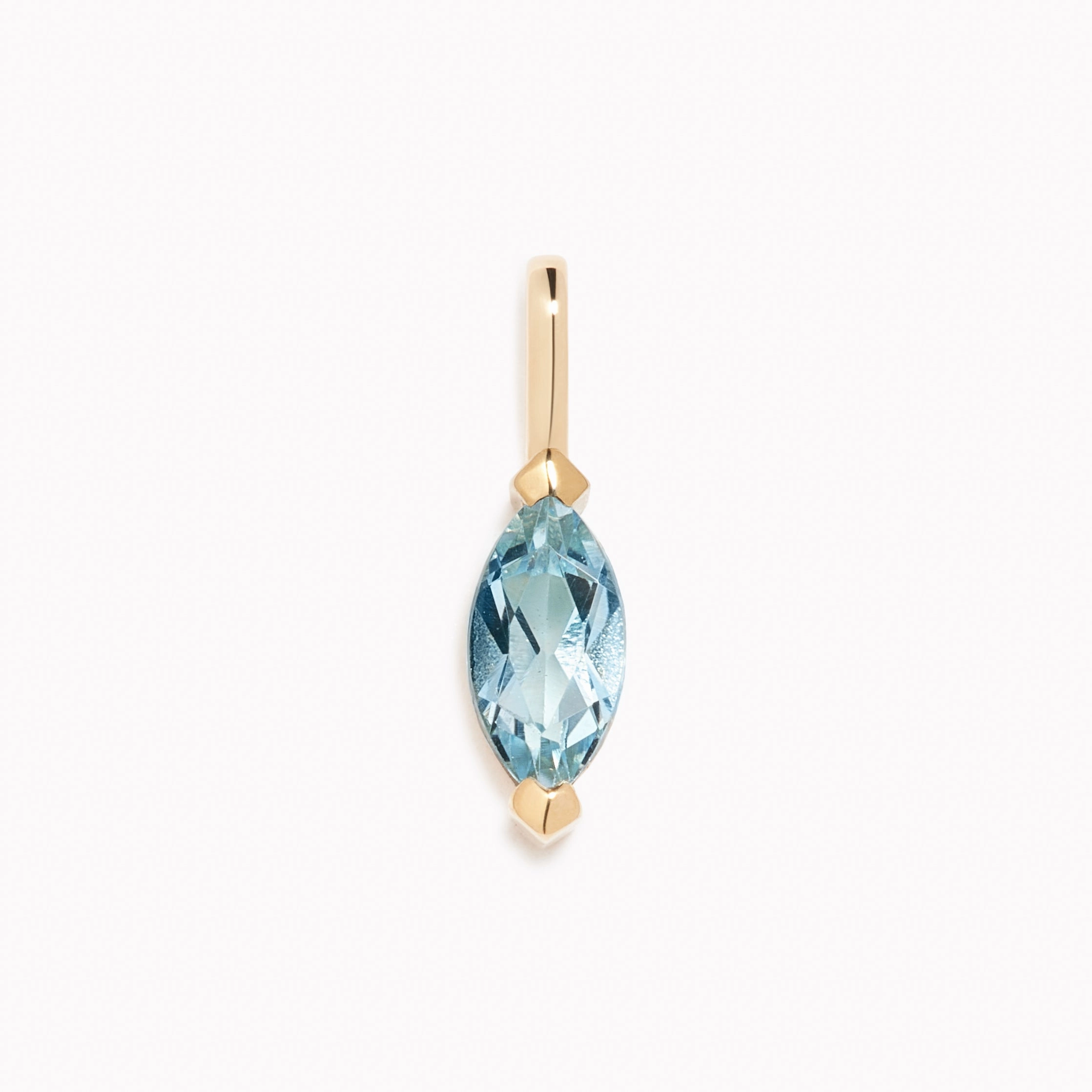 Signature Feature Sleek Shape March Birthstone Pendant 14k Gold - Swiss Blue Topaz