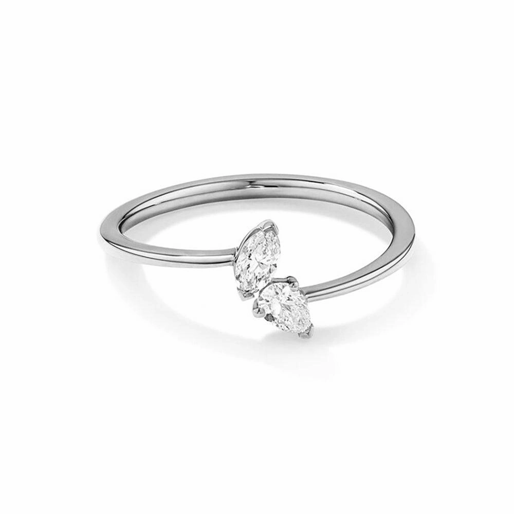 Dazzling Detail Marquise and Pear Cut Lab Grown Diamond Toi et Moi Promise Ring
