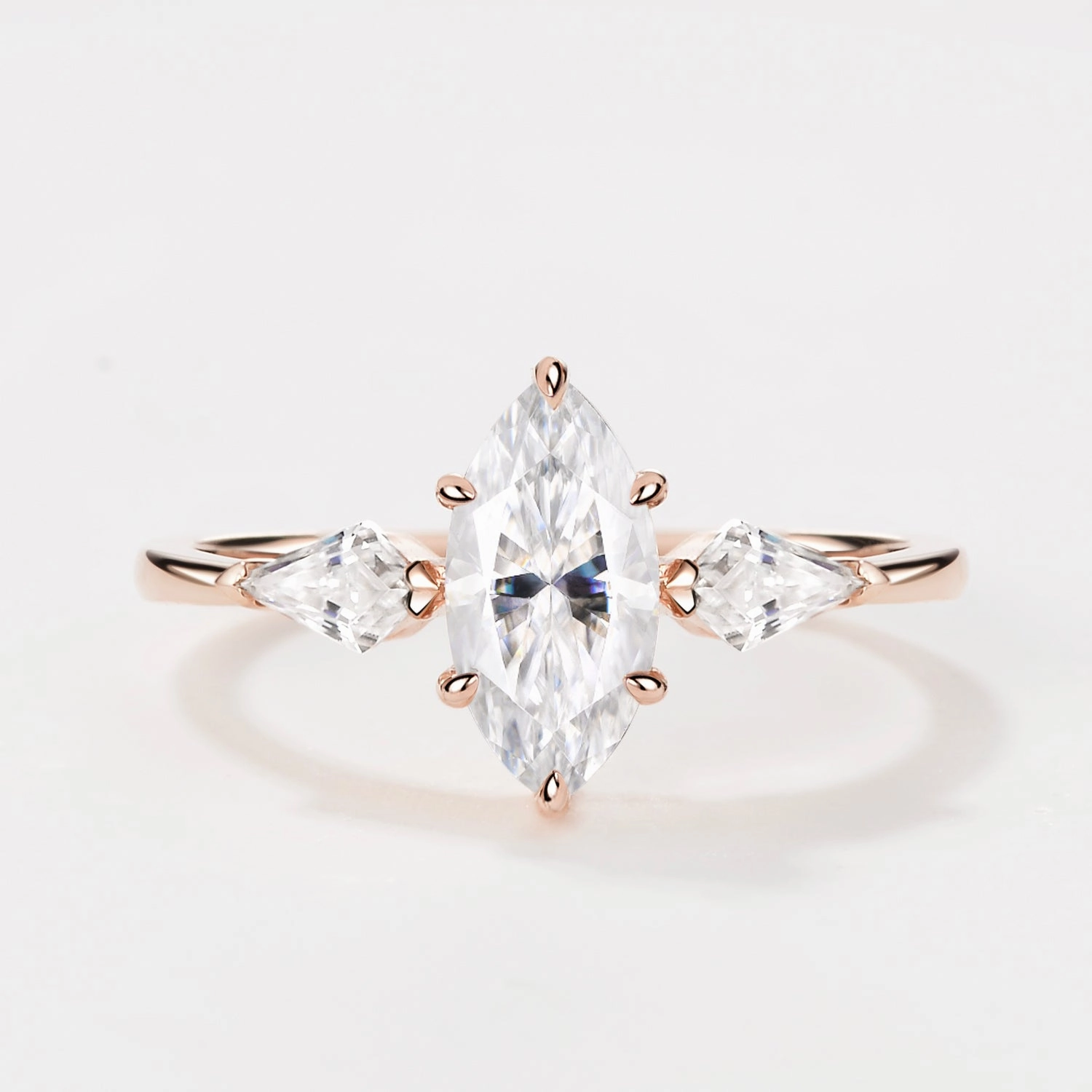 Event Style Marquise Cut Moissanite Classic Three-stone Engagement Ring