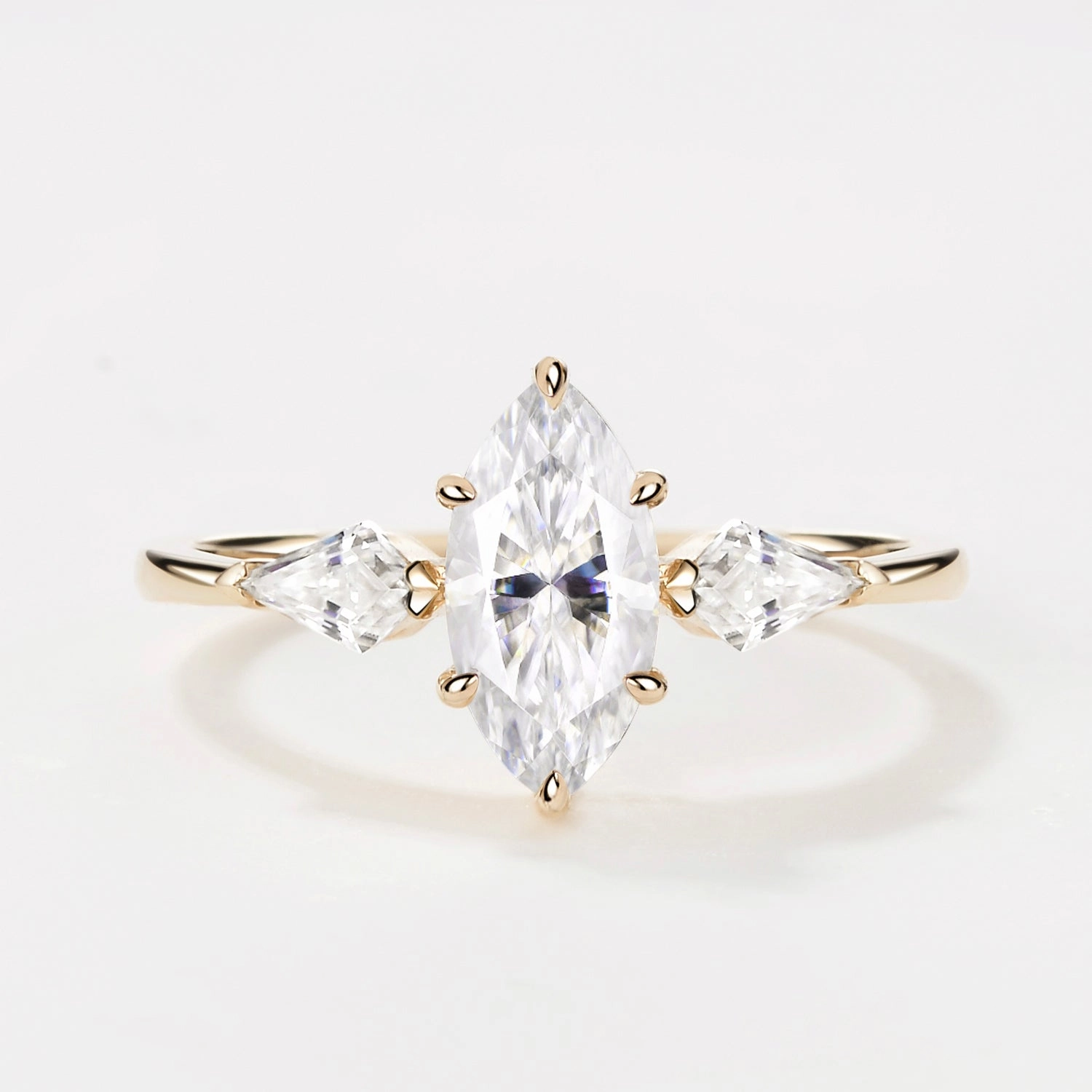 Trendy Fashion Premium Feature Marquise Cut Moissanite Classic Three-stone Engagement Ring