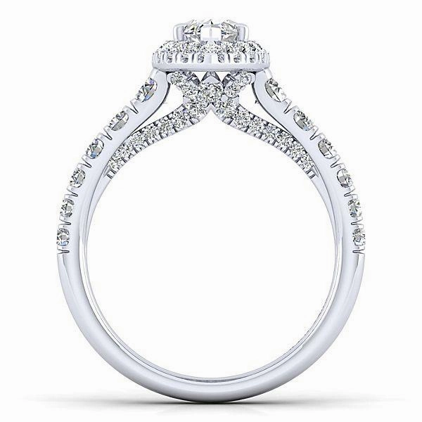 Marquise Shaped Halo Diamond Ring .91 Cttw 14K White Gold  378A Iconic Accent