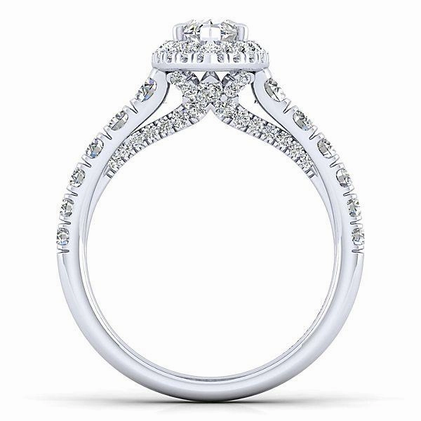 Marquise Shaped Halo Diamond Ring .91 Cttw 14K White Gold  378A Luxury Accessory