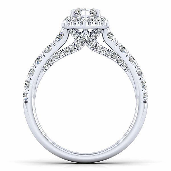 Marquise Shaped Halo Diamond Ring .91 Cttw 14K White Gold  378A Modern Finish Stylish Work