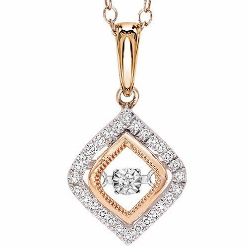 Marquise Shaped Rhythm of Love Diamond Necklace 14K Gold Vibrant Jewelry Shine Finish