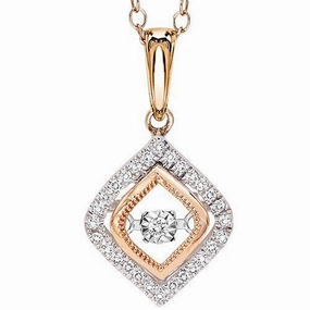 Marquise Shaped Rhythm of Love Diamond Necklace 14K Gold Vibrant Jewelry Shine Finish