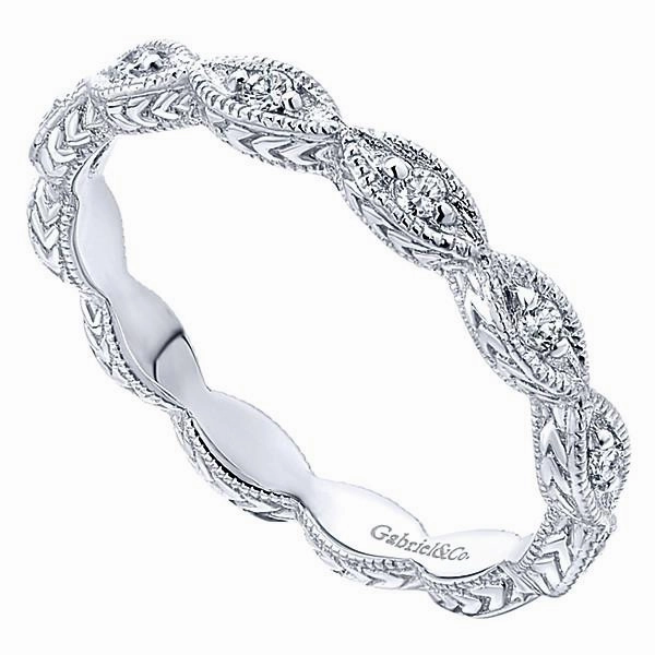 Marquise Shaped Stackable Diamond Ring 14K White Gold Delicate Fit Chic Outfit