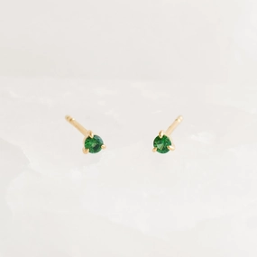 May Birthstone Stud Earrings 14k Gold - Tsavorite Personalized Style