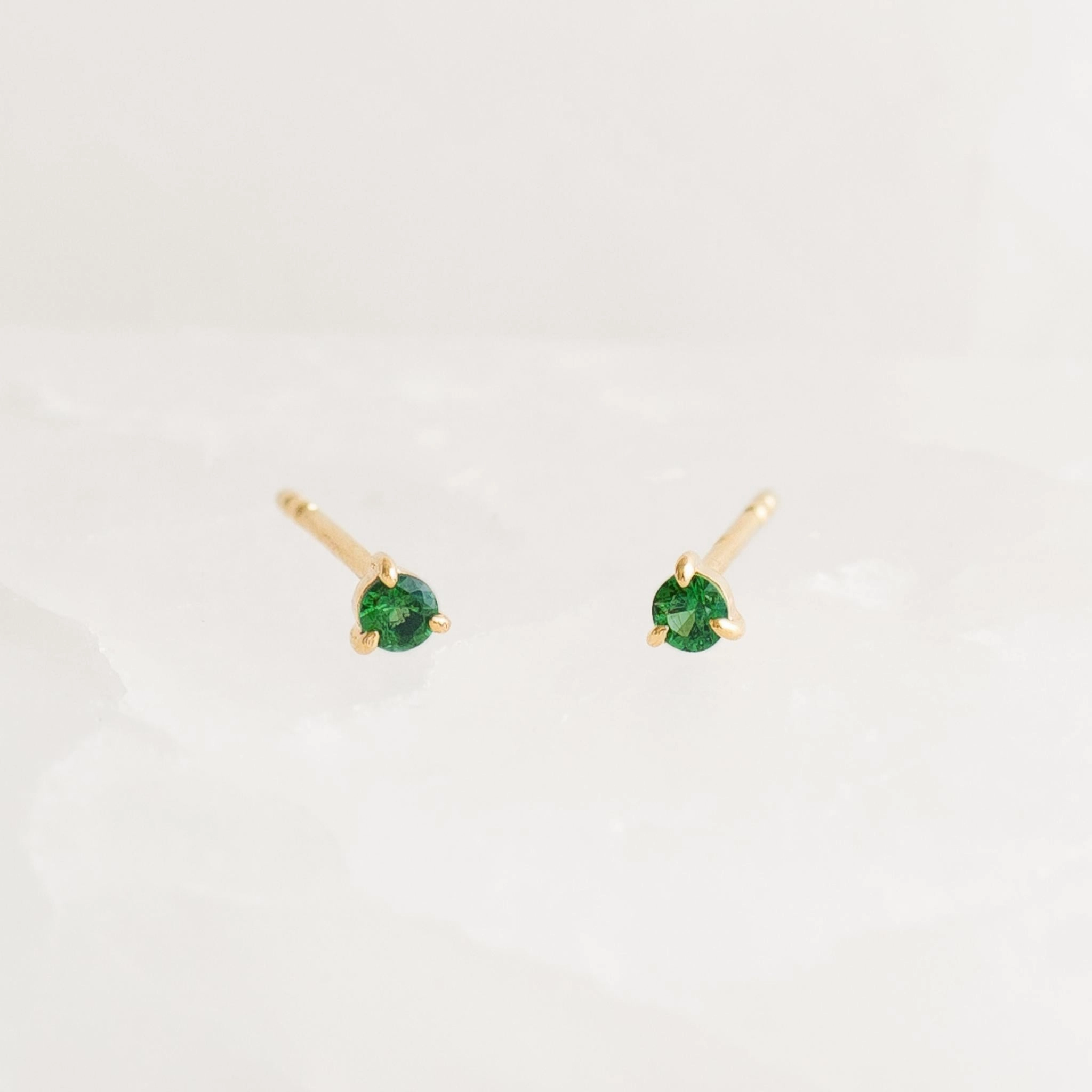 Sophisticated Accent May Birthstone Stud Earrings 14k Gold - Tsavorite