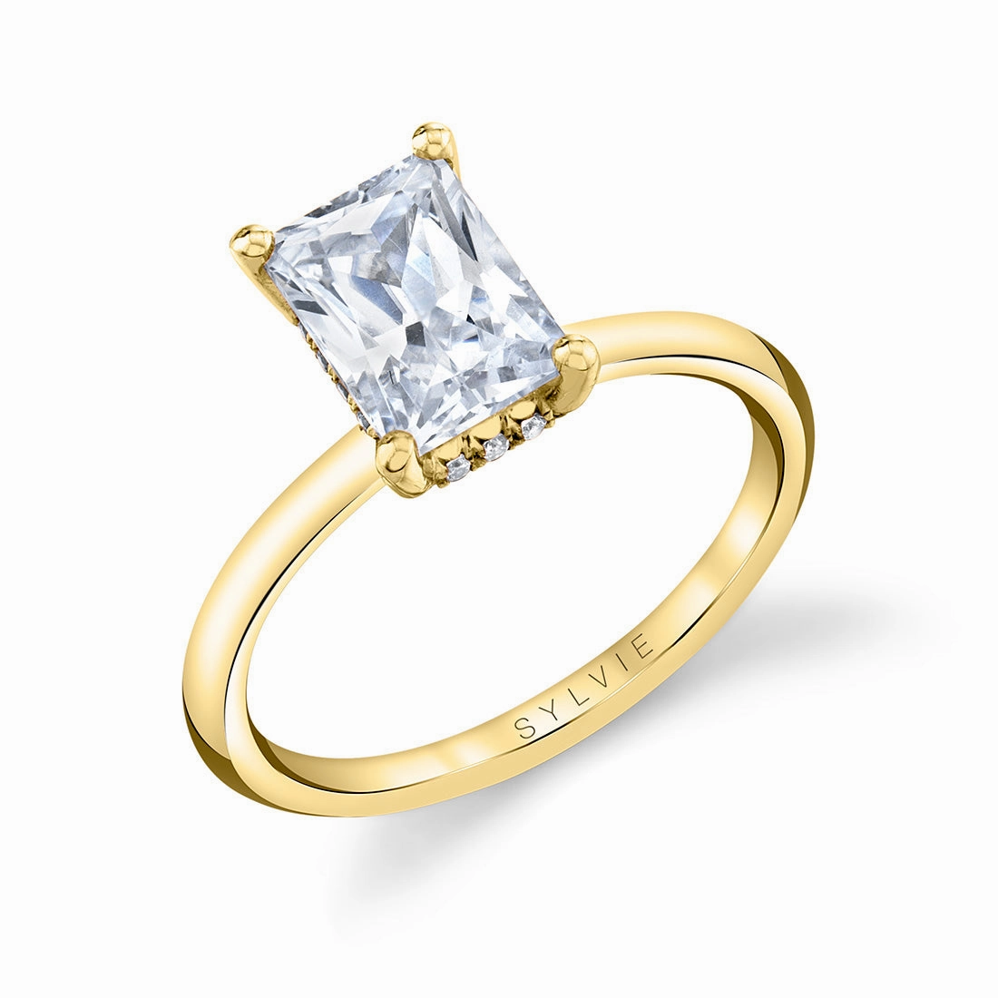 Melany - 14K Two-Tone Diamond Hidden Halo Engagement Ring Minimal Look