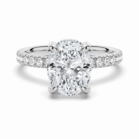 Vibrant Gifts Fresh Sparkle Micropav?? Oval Moissanite Engagement Ring With Hidden Halo