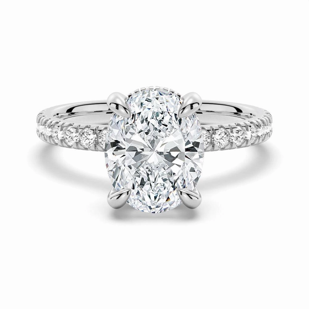 Vibrant Gifts Fresh Sparkle Micropav?? Oval Moissanite Engagement Ring With Hidden Halo