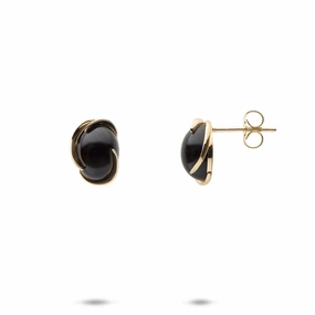 Midnight Wave Black Coral Earrings in Gold - 9mm Street Ready