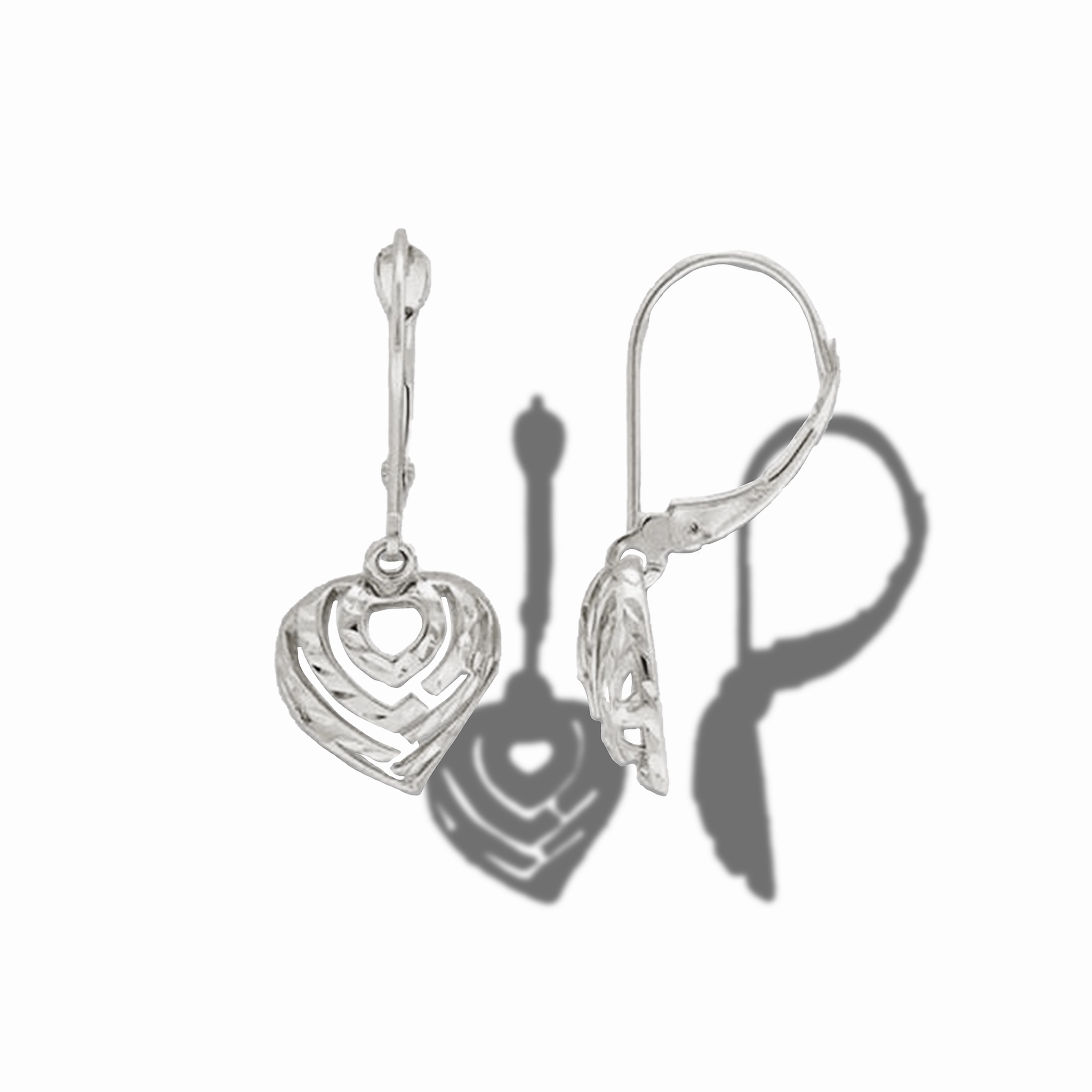 Pretty Pair Flat Frame Aloha Heart Earrings in White Gold - 11mm