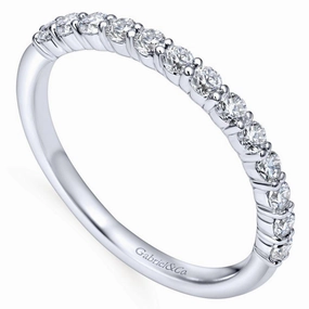 Strong Decoration Adorable Gift Straight Prong Set Diamond Wedding Band 14K White Gold 486B