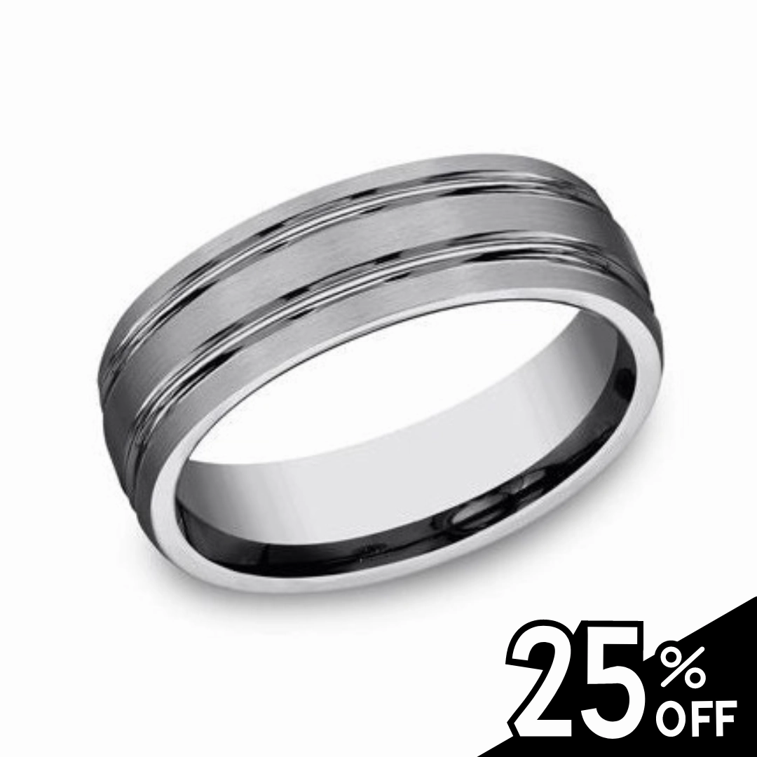 Cool Texture Night Spark Comfort-Fit Titanium Wedding Band