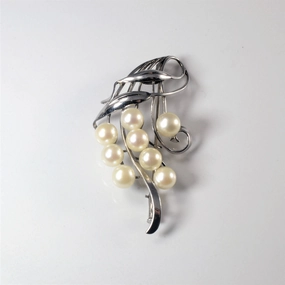 White Gold Pearl Cluster Brooch | Opulent Detail Distinctive Look