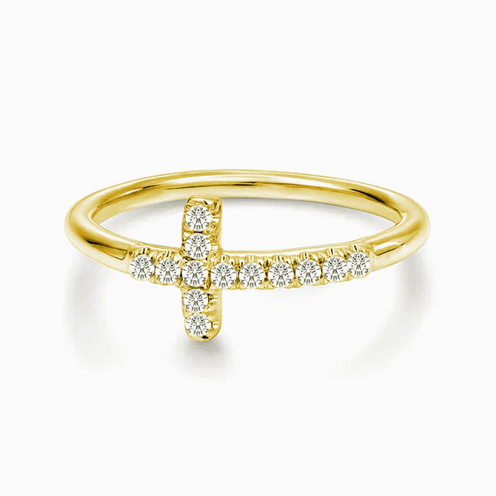 Modern Cross Lab Grown Diamond Accent Ring Refined Shape Effortless Accent