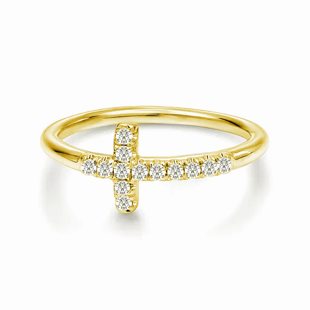 Modern Cross Lab Grown Diamond Accent Ring Classy Accent Artistic Accent