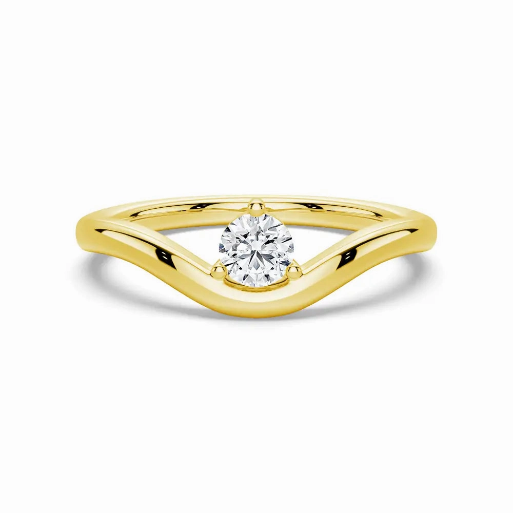 Artisan Crafted Modern Curved Band Solitaire Promise Ring