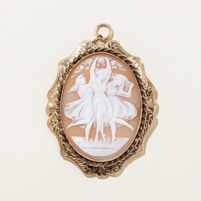 Essential Pair Polished Edge Three Graces Shell Cameo Convertible Pendant & Brooch | 20ct |