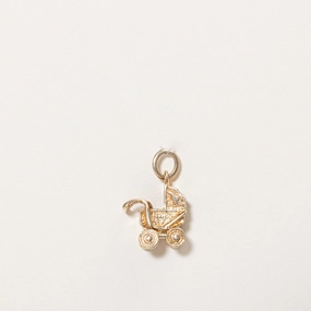 14k Yellow Gold Baby Carriage Charm Opulent Craft Polished Shape
