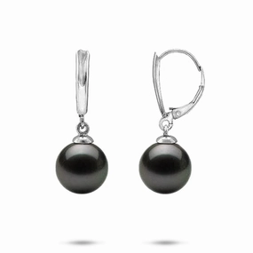 Tahitian Black Pearl Earrings in White Gold - 10-11mm Evening Glam