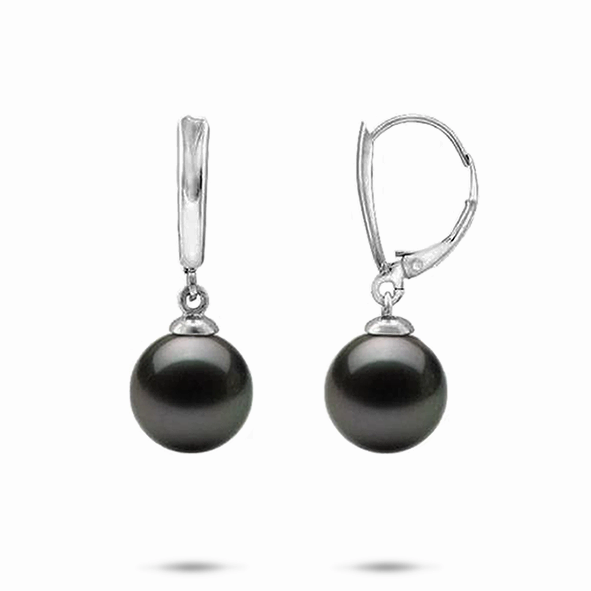 Tahitian Black Pearl Earrings in White Gold - 10-11mm Evening Glam