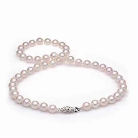 Chic Day Unique Shine 18-19" Akoya White Pearl Strand with White Gold Clasp - 8-8.5mm