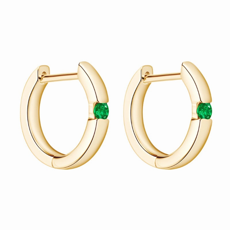 Emerald Hoop Earrings | S925 Timeless Beauty Minimal Finish