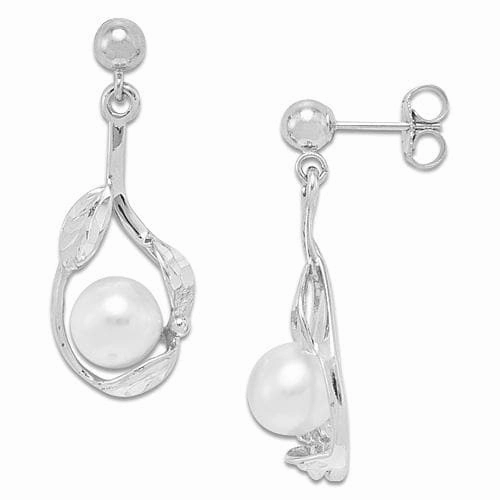 Pick A Pearl Maile Earrings in White Gold Effortless Glam Graceful Detail