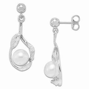 Pick A Pearl Maile Earrings in White Gold Effortless Glam Graceful Detail